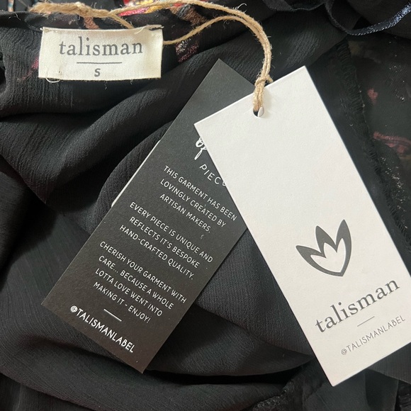 Anthropologie Talisman Black Multicolor Velvet Floral V neck Wrap Midi Dress - Picture 10 of 16